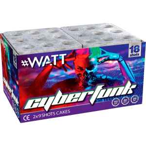 Cyberfunk ist eine 18 Schuss Batterie aus der #Watt Serie von Vuurwerktotal.