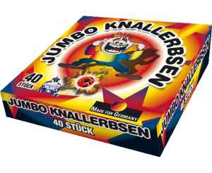 Jumbo Knallerbsen Box sind extra große Knallerbsen von Lesli in der Kategorie F1 für Kinder ab 12 Jahren