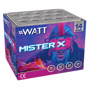 Mister X ist eine 14 Schuss Batterie aus der #Watt Serie von Vuurwerktotaal.