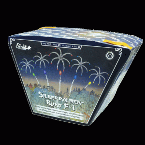 Silberpalmen-Bunt F-1 ist eine 25 Schuss Fächerbatterie von Funke