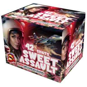 Sweet Assault ist eine 42 Schuss Batterie mit von SRPYRO