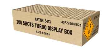 200 Shots Turbo Display Box ist ein 200 Schuss Verbund von Magnum Feuerwerk
