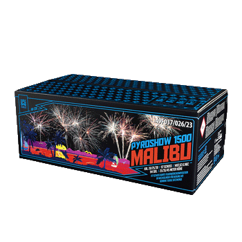 Pyroshow 1500-A Malibu ist ein 117 Schuss Verbund von Argento