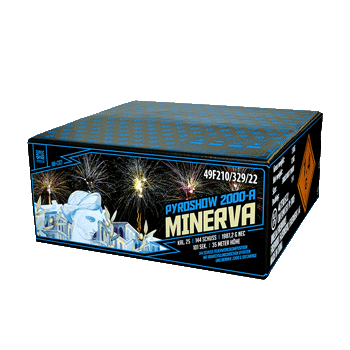 Pyroshow 2000-A Minerva ist ein 144 Schuss Verbund von Argento
