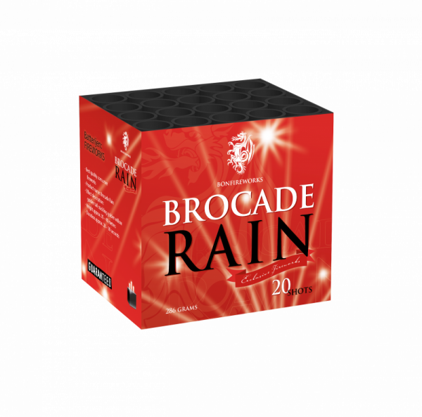 Brocade Rain 20 Schuss Batterie aus der Bonfireworks Serie von Rubro feuerwerk