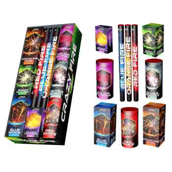 Crazy Fire ist ein10 teiliges Jugendpaket mit verschiedenen bunten Fontänen und 3 Fackeln  von Magnum Feuerwerk