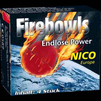 Firebowls sind 4 lustige Knatter-Bälle mit knisternden Silberfunken von Nico feuerwerk