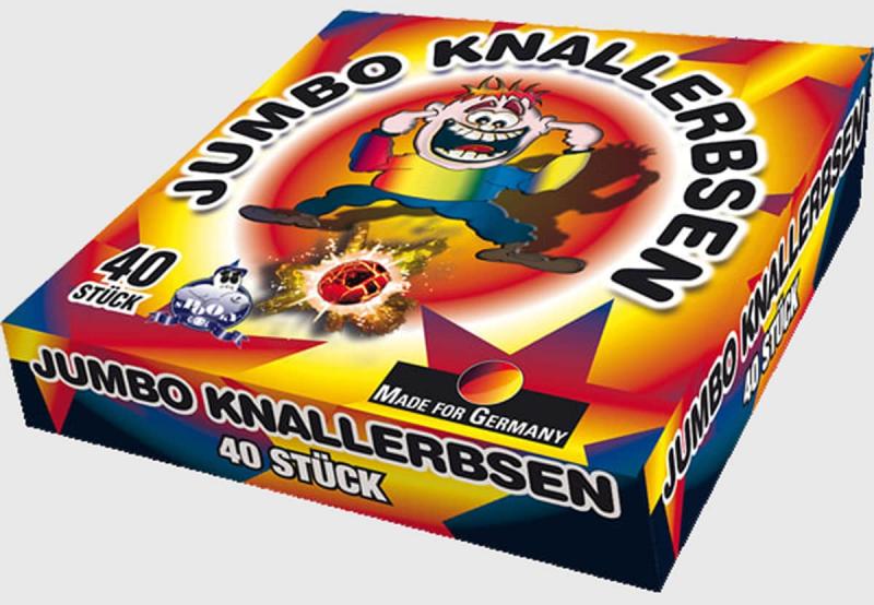 Jumbo Knallerbsen Box sind extra große Knallerbsen von Lesli in der Kategorie F1 für Kinder ab 12 Jahren
