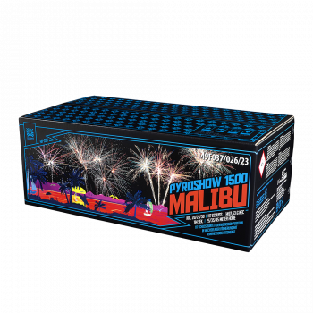 Pyroshow 1500-A Malibu ist ein 117 schuss verbund von argento