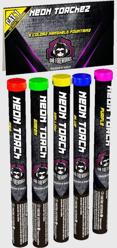 Neon Torchez von Lesli sind 5 superschöne bunte Fackeln, die in Gold enden in der Kategorie F1 für Kinder ab 12 Jahren.
