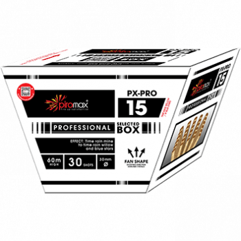 PX-Pro 15 ist eine 30 Schuss Fächerbatterie mit von Piromax feuerwerk