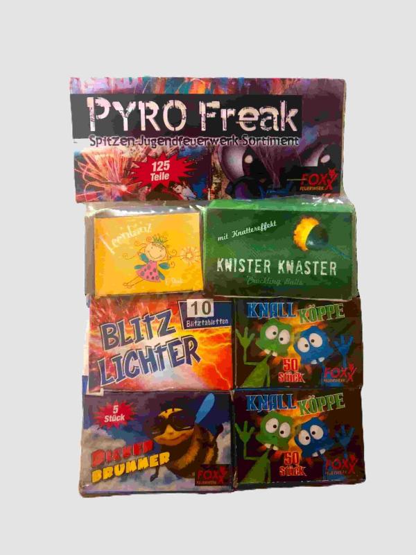 Pyrofreak ist ein 125 teiliges Kindersortiment von Pyroart  feuerwerk