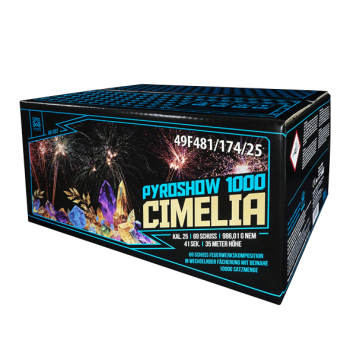 Pyroshow 1000-C Cimelia ist ein 69 schuss verbund von argento