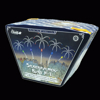 Silberpalmen-Bunt F-1 ist eine 25 Schuss Fächerbatterie von Funke