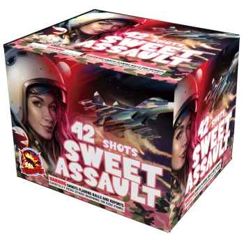 Sweet Assault ist eine 42 Schuss Batterie mit von SRPYRO